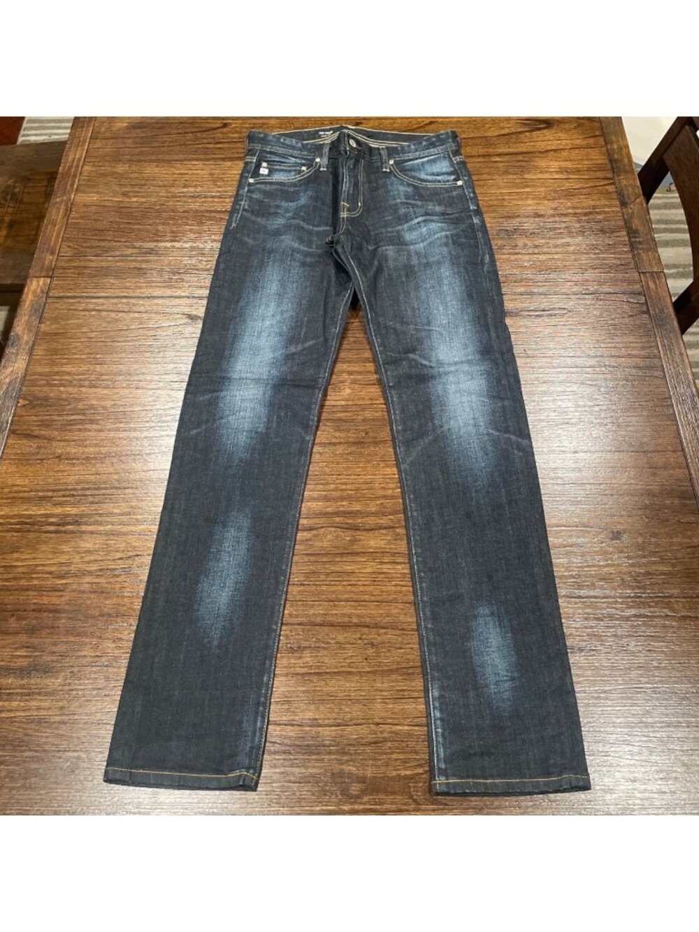 AG Tellis Slim Jean Mens 32x33.5 2 Yrs Alistair Dark Wash Faded Distressed UDK